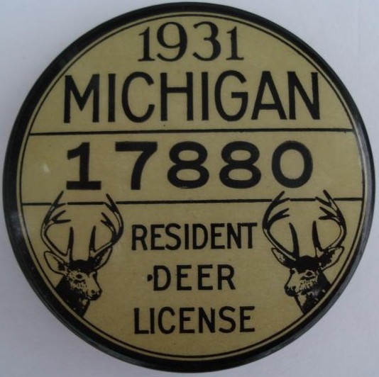 1929 MICHIGAN NON-RESIDENT SPECIAL FISHING LICENSE PIN BACK W